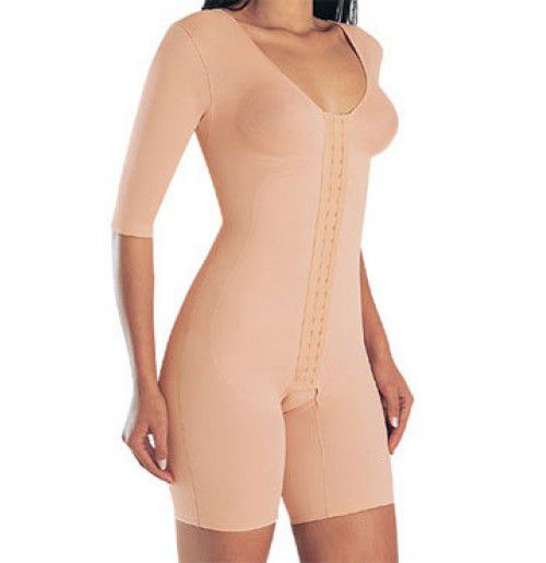 YOGA 3019XCM - Short Length Body with Sleeves, Adjustable Straps, Eye and Hook Front Closure, Open Crotch